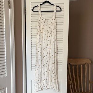 OPT White Floral Maxi Dress Cottagecore Milkmaid Prairie Lined Medium